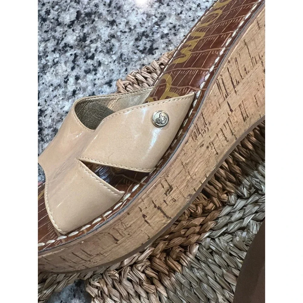 Sam Edelman Reid Patent Cork Wedge Sandals SZ 10M